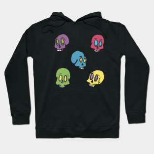 Skulls Color.  Purple, muted red, blue, green and yellow Hoodie